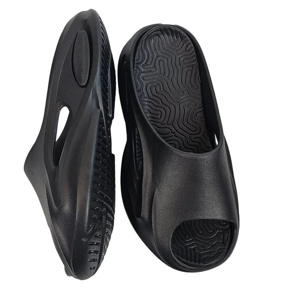 Pretty Little Things Womens US 7‎ Black Cut Out Rubber Ribbed Sole Slide Shoes